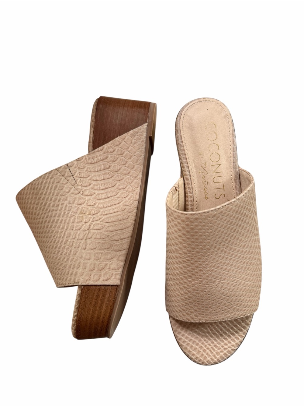 Coconuts by Matisse Beige Textured Wedge Slide Sandals
